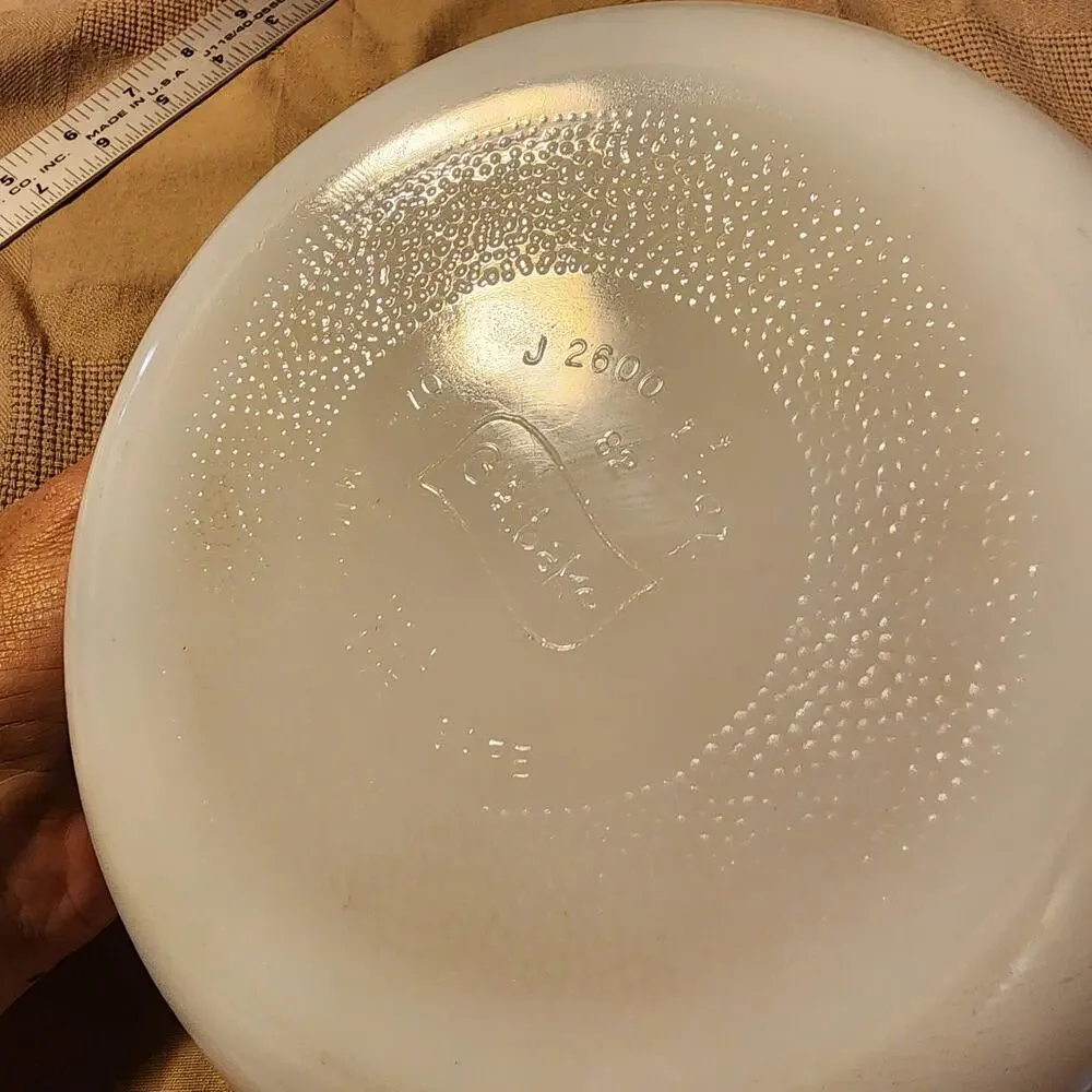 Vintage Glasbake J-2600 Casserole Dish 1.5 Qt Green Daisy Milk Glass USA #82 EUC